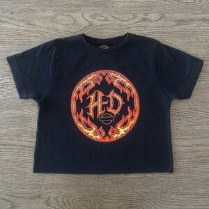 Harley-Davidson Flame Logo Crop Top Louisiana Bravado Y2K Biker Streetwear